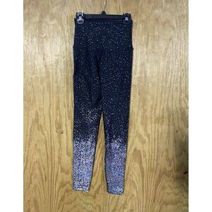 Beyond Yoga Pants Womens XS Black Foil‎ High Rise Leggings Ombre Alloy Sparkle